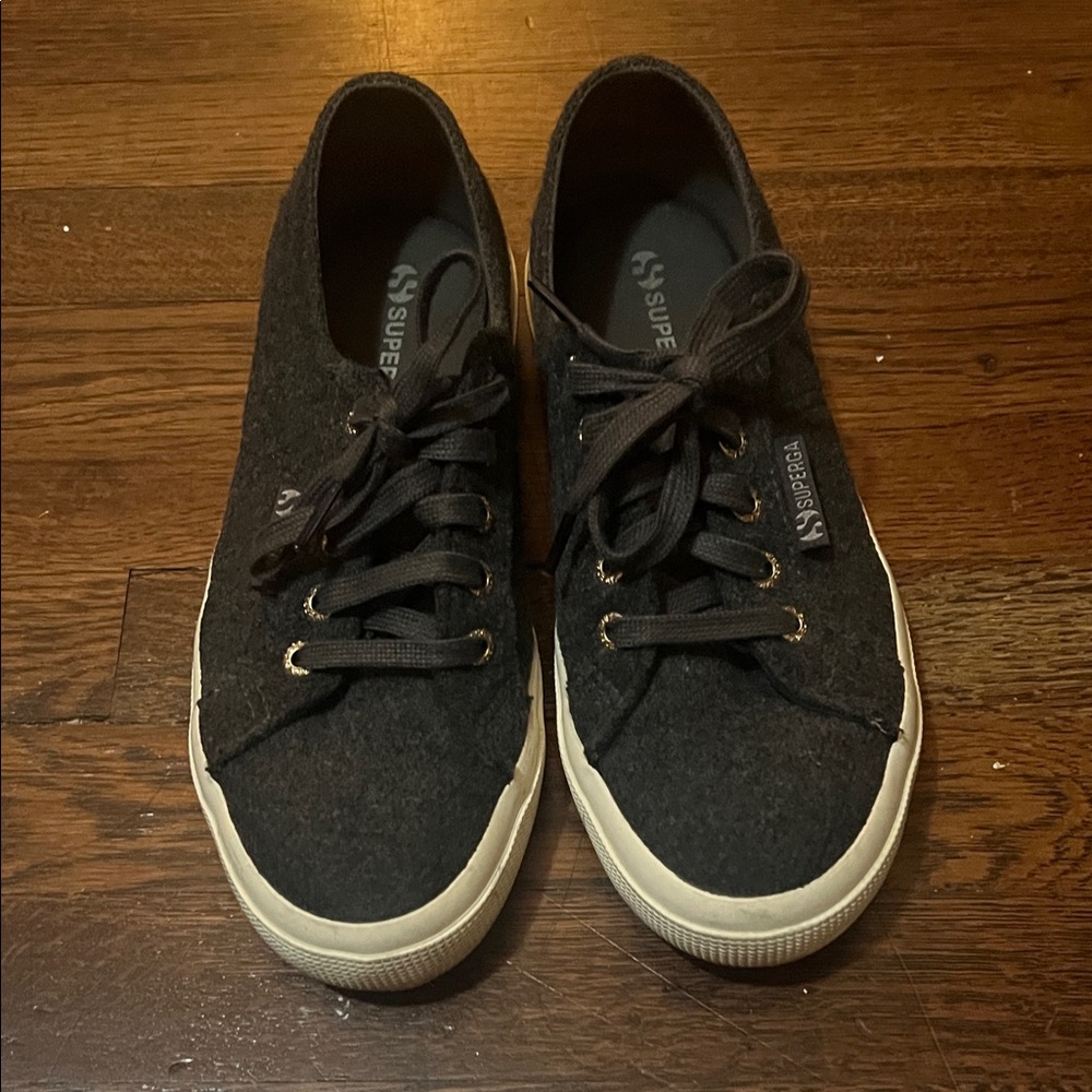 Superga Charcoal Sneakers with White Soles